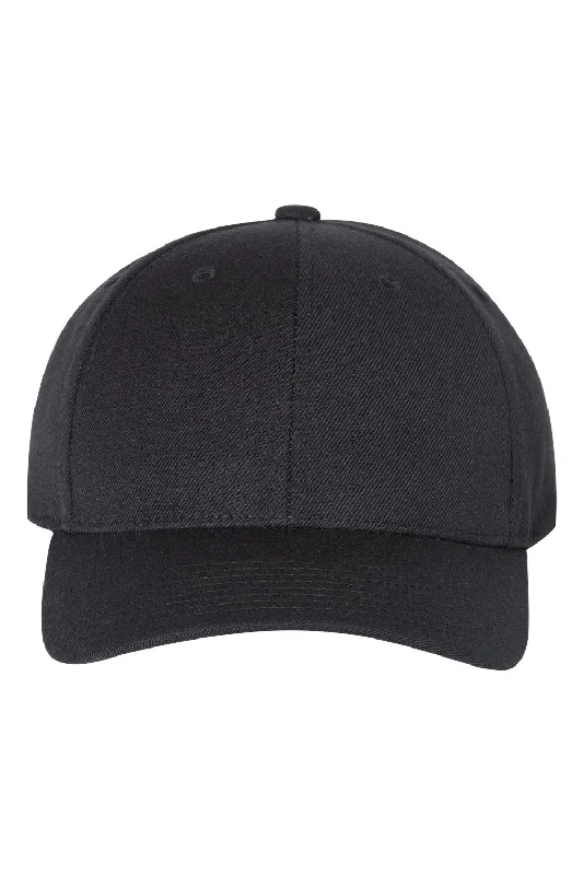 Men's hats for trekking wear-mens hats fashion forward look-Yupoong Mens Premium Curved Visor Snapback Hat - Black