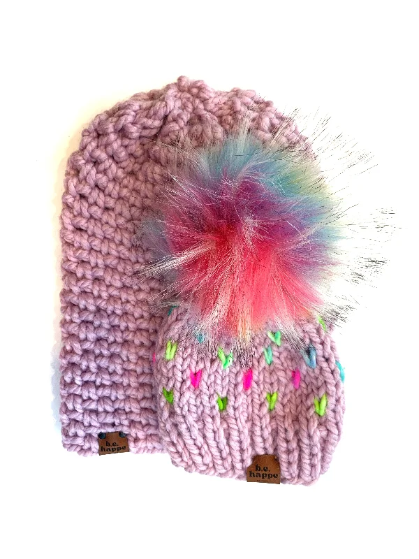 beanies with luxurious material-  Mommy + Me | Simple Slouch + Happe Heart | Fairy Rainbow