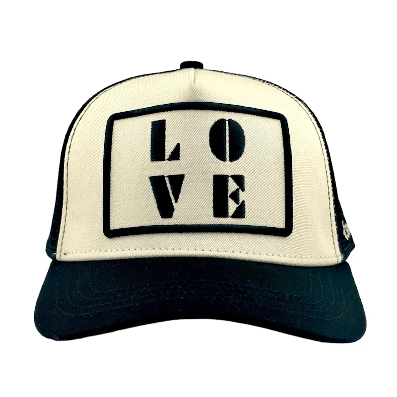 beanies for hiking-  Love Trucker - Bone/Black