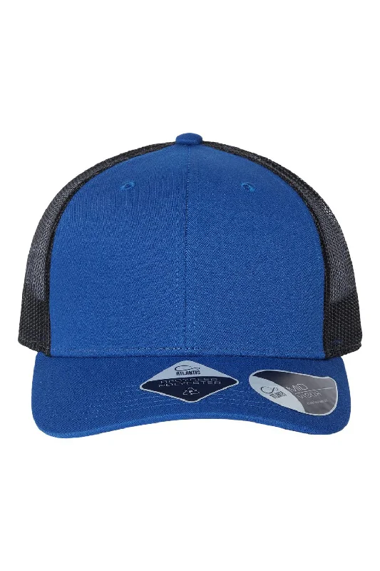 Men's hats for sun safety-mens hats with unique designs-Atlantis Headwear Mens Sustainable Snapback Trucker Hat - Royal Blue/Black