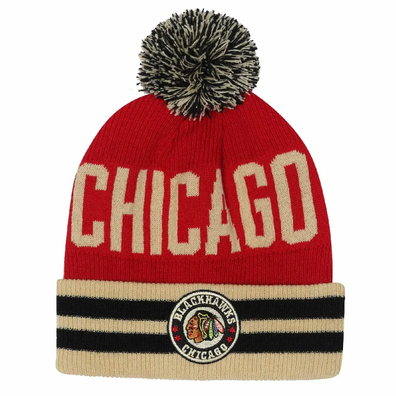 beanies for stylish weekends-  Chicago Blackhawks 2025 Winter Classic Youth Knit POM Hat