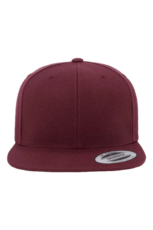 Men's hats for all-season outdoor wear-mens hats summer season wear-Yupoong Mens Premium Flat Bill Snapback Hat - Maroon