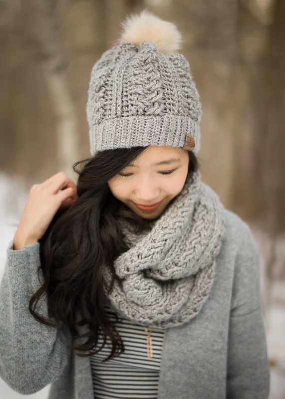 beanies for mountain and forest trips-  Crochet Kit - Braided Cabled Cowl and Beanie