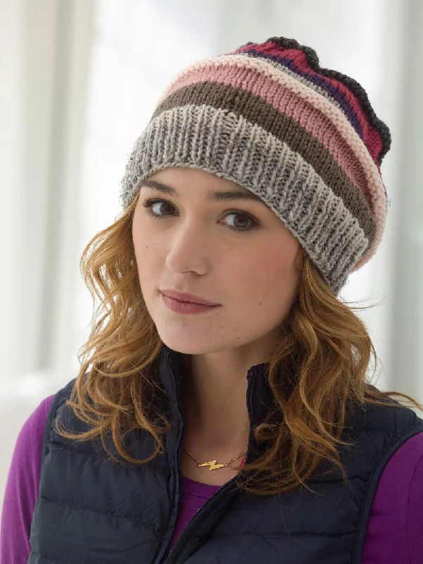 wool knit beanies-  Textured Stripes Hat Pattern (Knit)