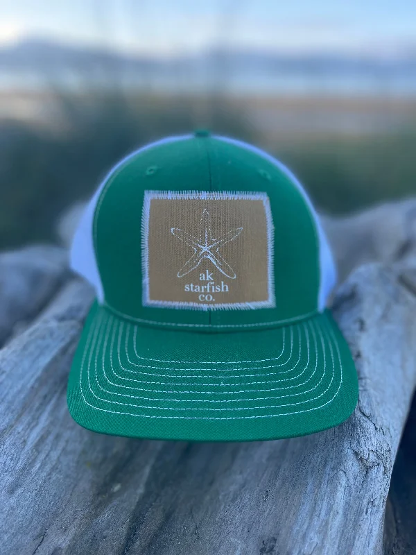 beanies for travel-  Grass / White AK Starfish Co. Patch Hat. $38.00