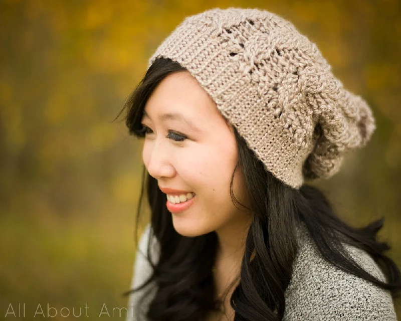 beanies for cozy outings-  Crochet Kit - Cabled Slouchy Beanie