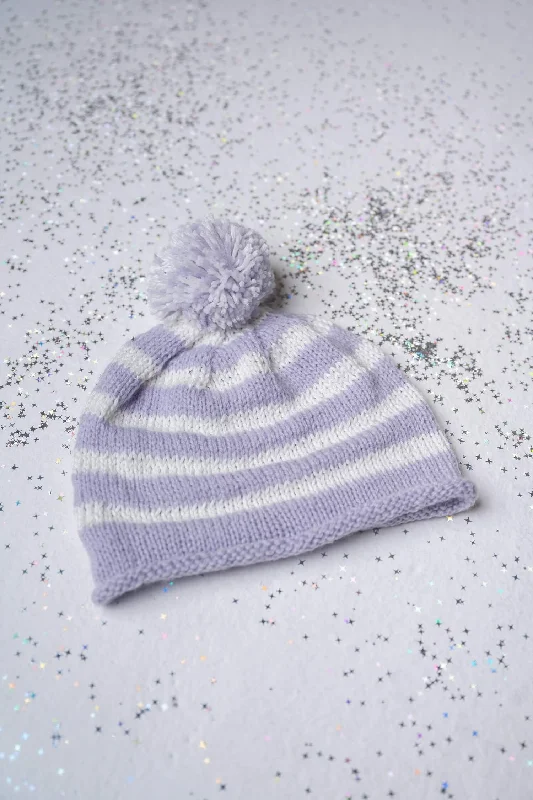 beanies with cable knit-  Striped Hat (Knit)