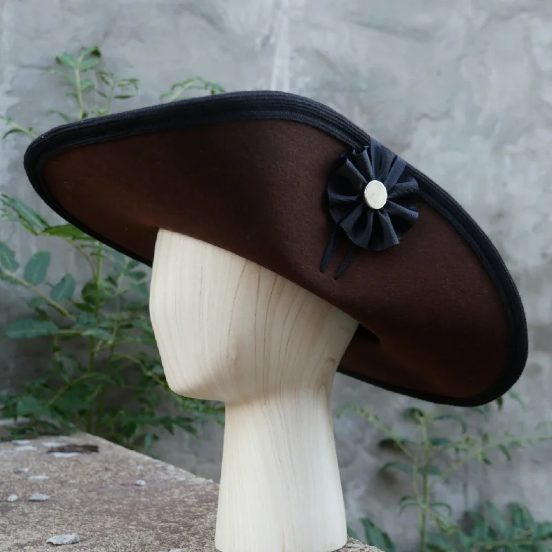 beanies for social gatherings-  Fur Felt Round Hat BROWN