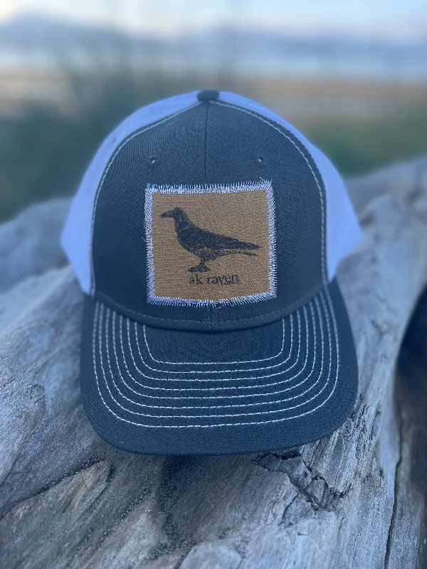 beanies with eco-friendly materials-  Slate / White AK Raven Patch Hat. $38.00