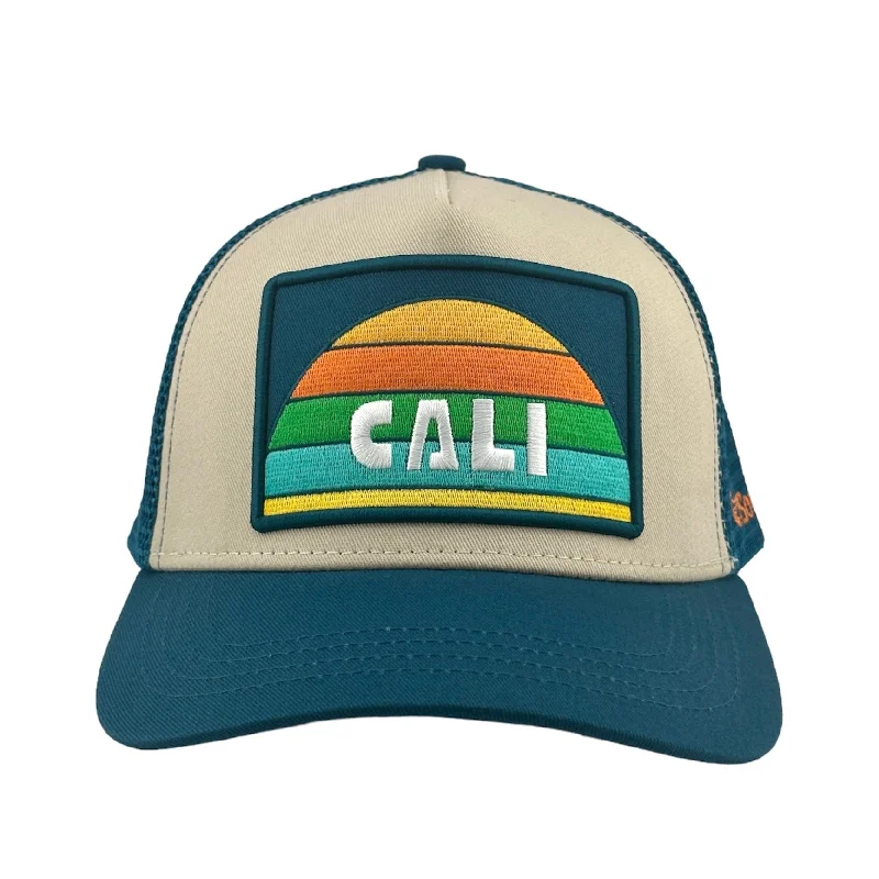 beanies with functional warmth-  Cali Sunset Trucker - Tan/Teal