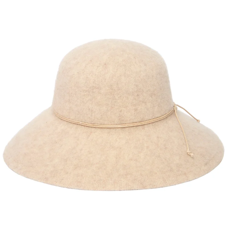 women's chic summer hats for sunny days-Park Lane - Wool Blend Floppy Hat with Leather Cording Trim