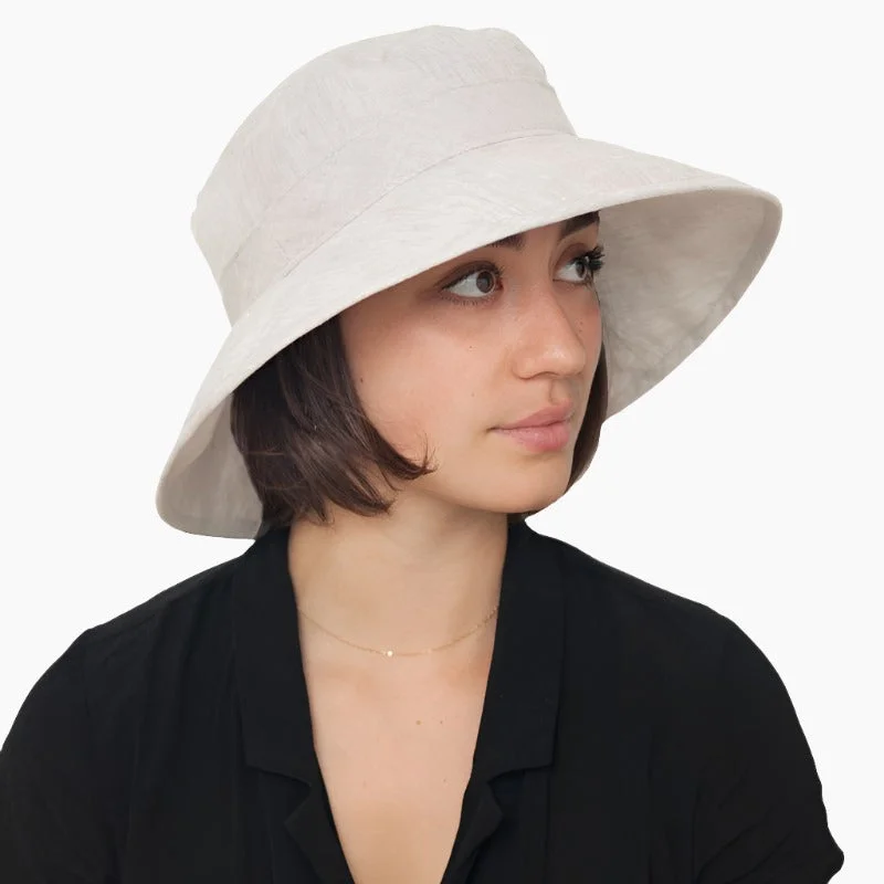 beanies for jogging-  Linen Chambray Sun Protection Garden Hat