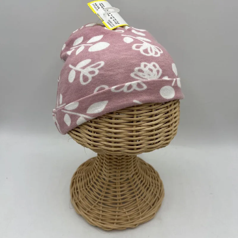 beanies with extra warmth and style-  Size S: Pink/White Flowers Baby Hat