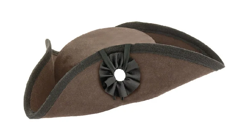 beanies for hanging out-  Fur Felt Civilian Tricorn - Low BROWN