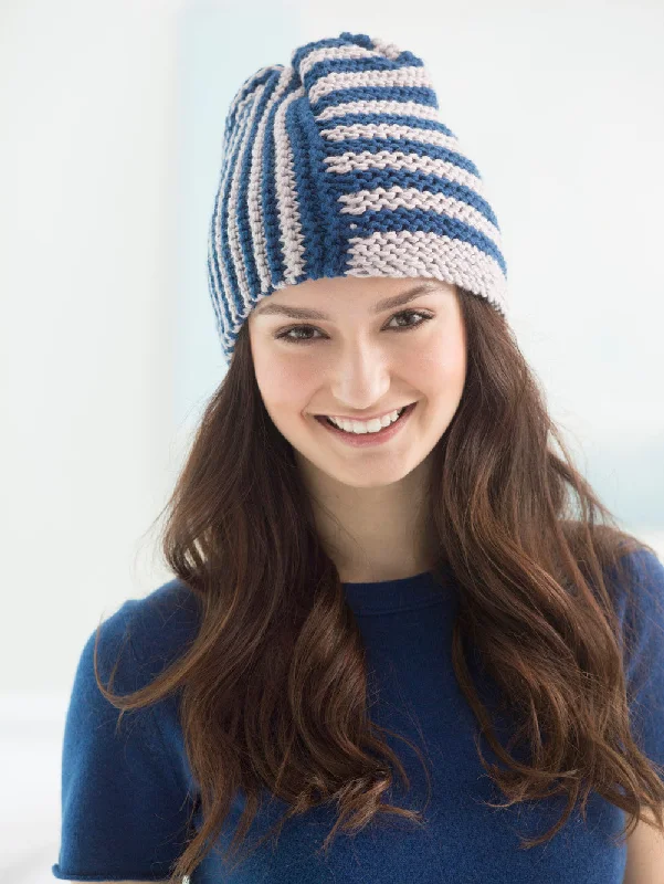 beanies with minimalist designs-  Loom Knit Two Stripe Hat - Version 1