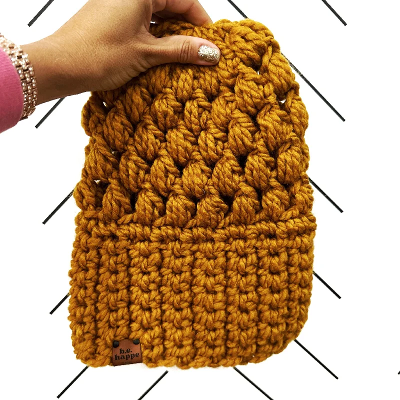 beanies for warmth-  Crochet Puff Stitch Slouch Hat | Butterscotch