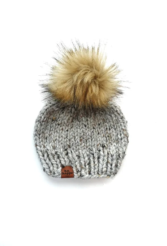 beanies for cold winter nights-  Youth Knit Pom Hat | Grey Beanie