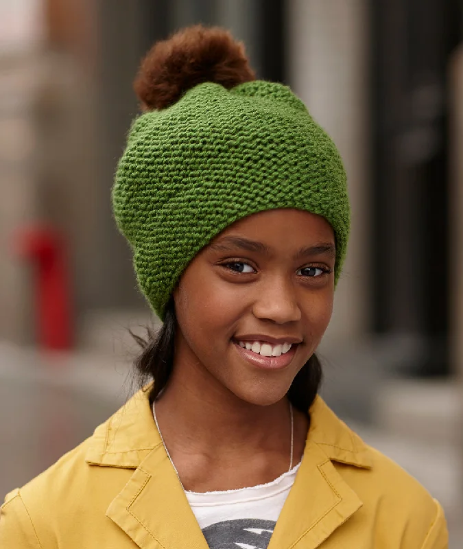 beanies with detachable pompom-  First Fall Knit Hat