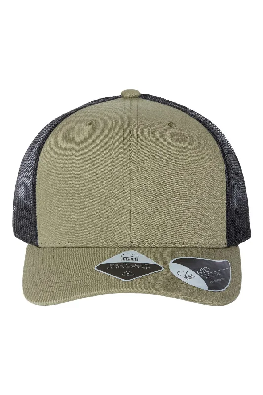 Men's hats for cozy weekend trips-mens hats for outdoor experiences-Atlantis Headwear Mens Sustainable Snapback Trucker Hat - Olive Green/Black