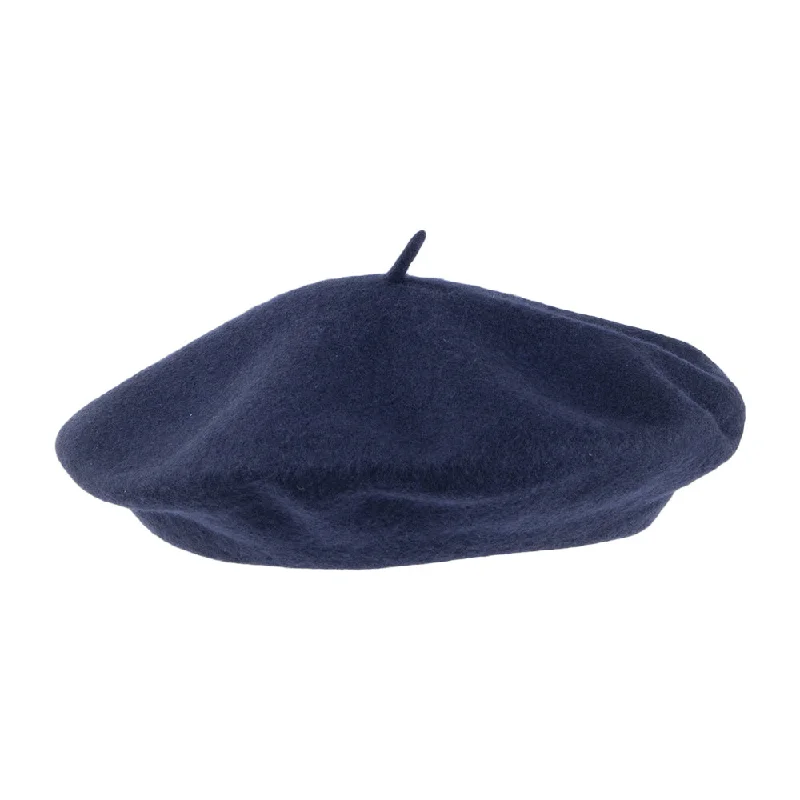 women's sleek leather hats for edgy winter fashion-Wool Beret Navy Blue Wholesale Pack