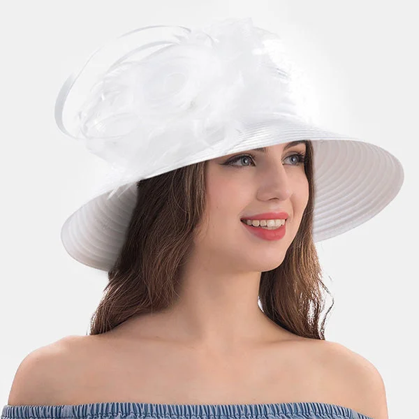 wool hats for layering over coats and scarves-womens hats for fun vacations-Women Satin Church Tea Wedding Hat SD701