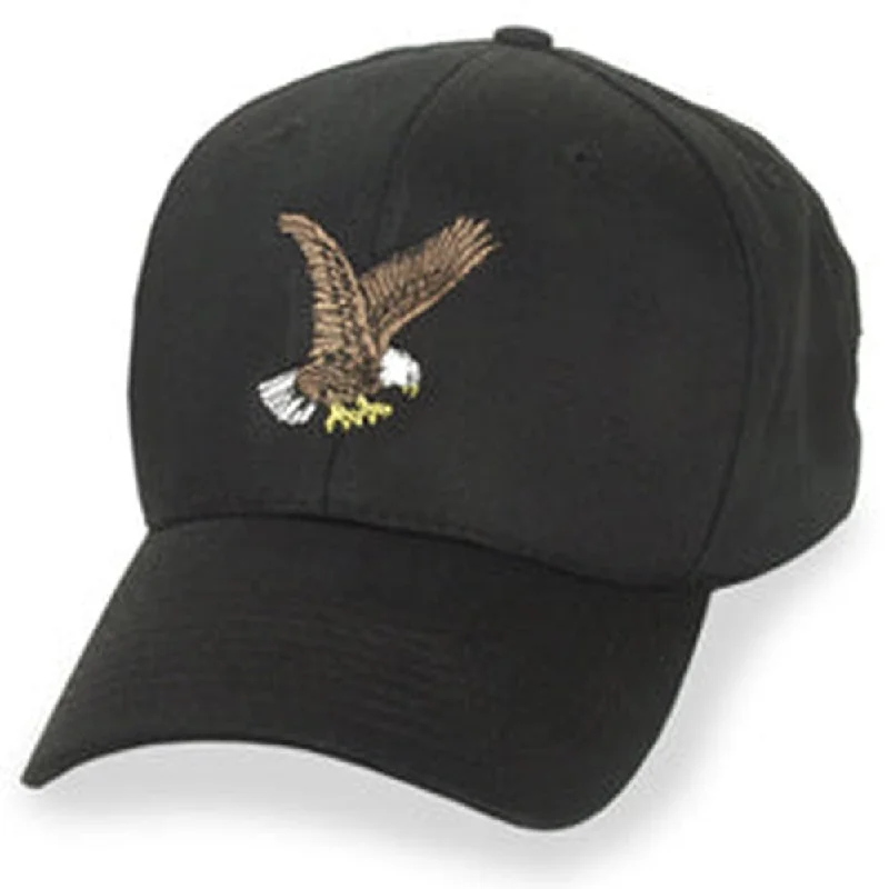 Baseball caps with classic designs-Black with Eagle Logo - Structured Baseball Cap