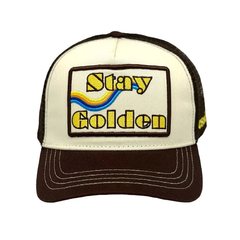 handmade beanies-  Stay Golden Trucker - Brown