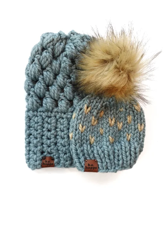 beanies for those chilly days-  Mommy + Me | Puff Stitch Slouch + Happe Heart | Succulent