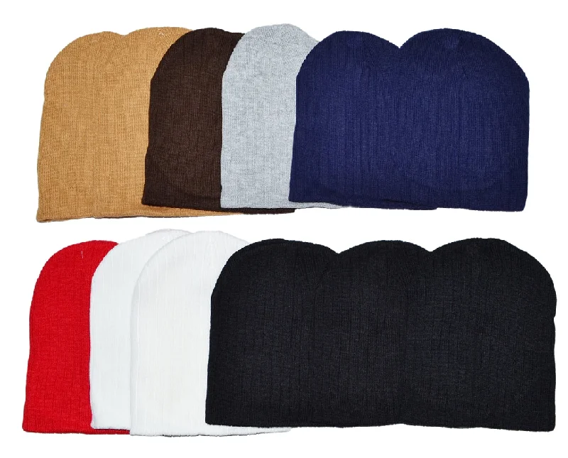 beanies with chic designs-  Wholesale Ribbed Knit Solid Short Beanie Hats H8007