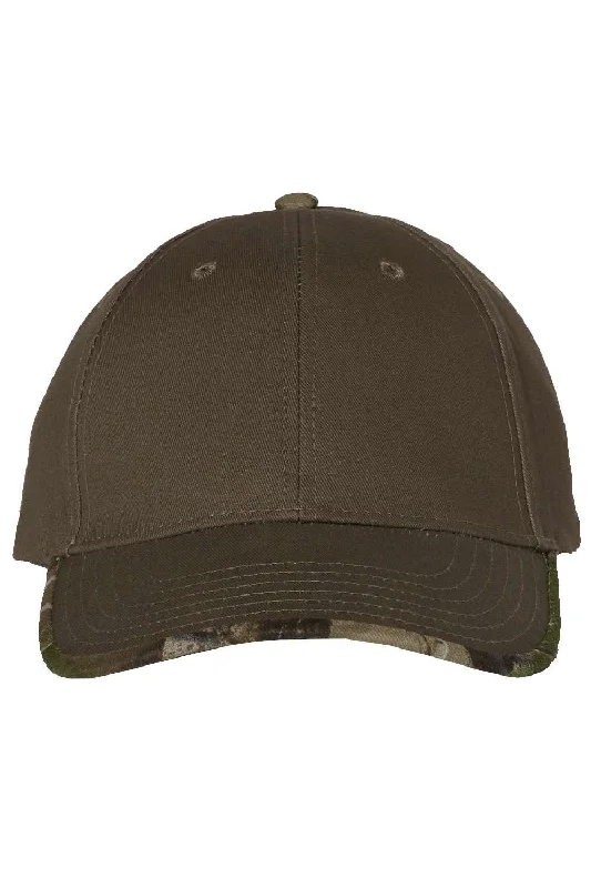 Men's hats for winter vacation-mens hats with minimalist design-Kati Mens Solid w/ Camo Trim Adjustable Hat - Olive Green/Realtree AP