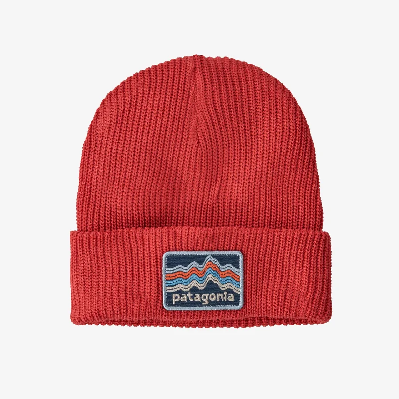 beanies for warmth-  Patagonia K's Logo Beanie-Ridge Rise Stripe: Sumac Red