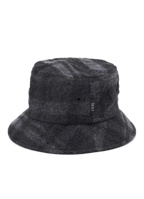 Bucket hats with logos for casual style-FULLING FINISHED SHADOW CHECK BUCKET HAT