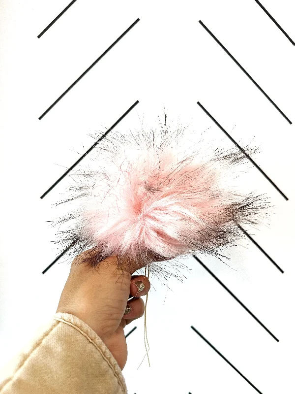 beanies with winter patterns-  Faux Fur Pom Pom | Light Pink