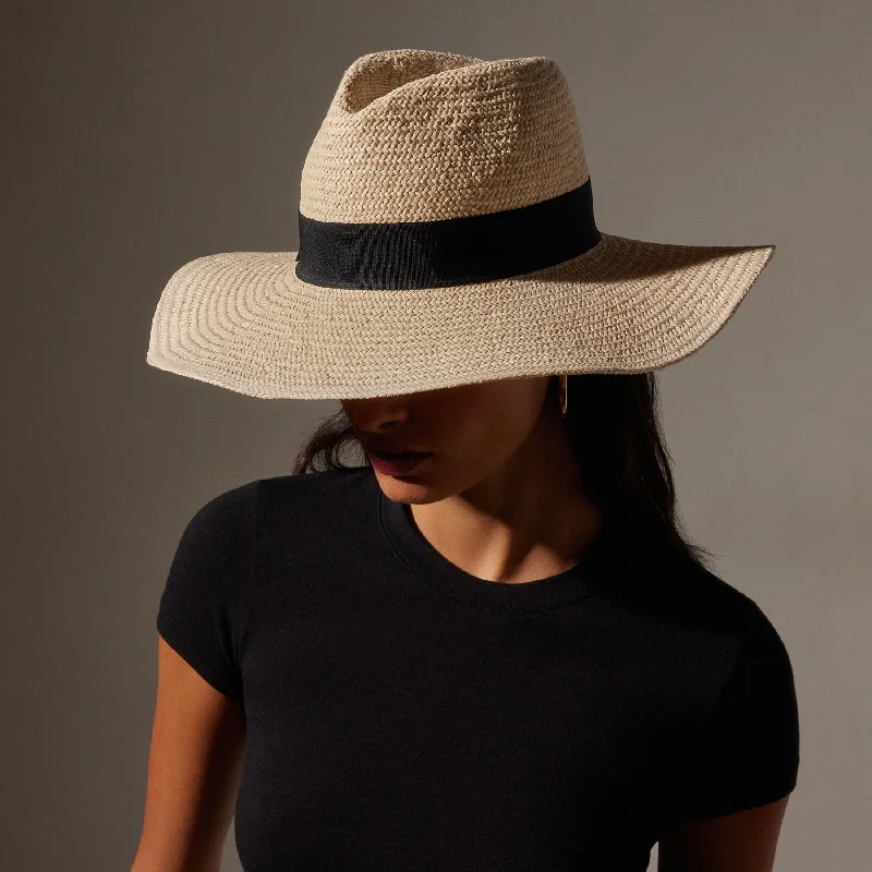 beanies for snow and rain-  Harbor Straw Hat - Natural/Black