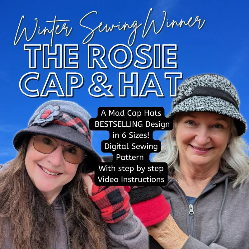 beanies with matching scarves-  Rosie Cap and Hat, Digital Sewing Pattern in six head sizes, PDF format