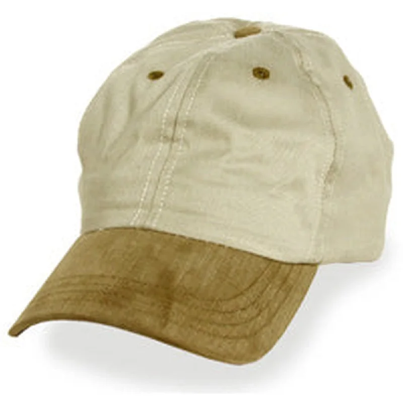 Baseball caps with vintage prints-Cream with Brown Visor - Unstructured Baseball Cap