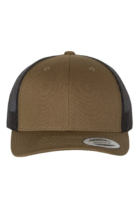 Men's hats for sunny weather protection-mens hats for fashionable adventures-Yupoong Mens Adjustable Trucker Hat - Coyote Brown/Black