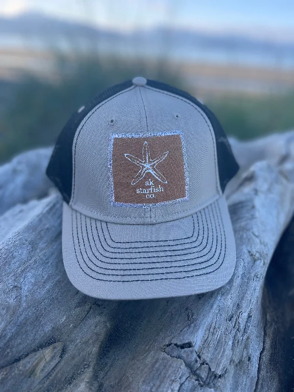 beanies with fleece lining-  Driftwood / Black AK Starfish Co. Patch Hat. $38.00