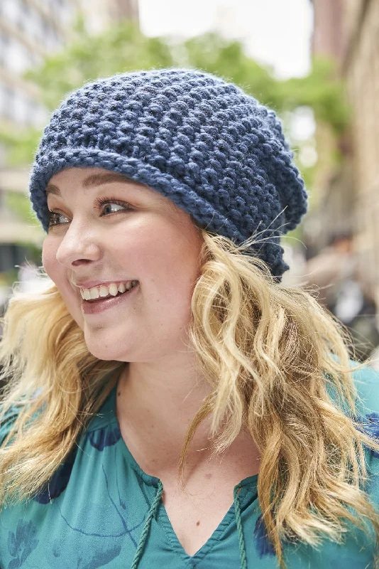 beanies with playful pompom-  True Blue Hat (Knit)