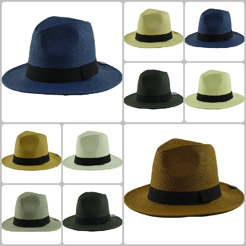 beanies for outdoor sports-  Wholesale Natural Straw Fedora Hats Unisex H59346