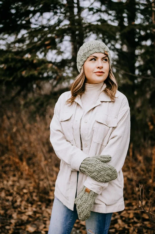 beanies with ear warmers-  Crochet Kit - Frosty Air Beanie & Mittens