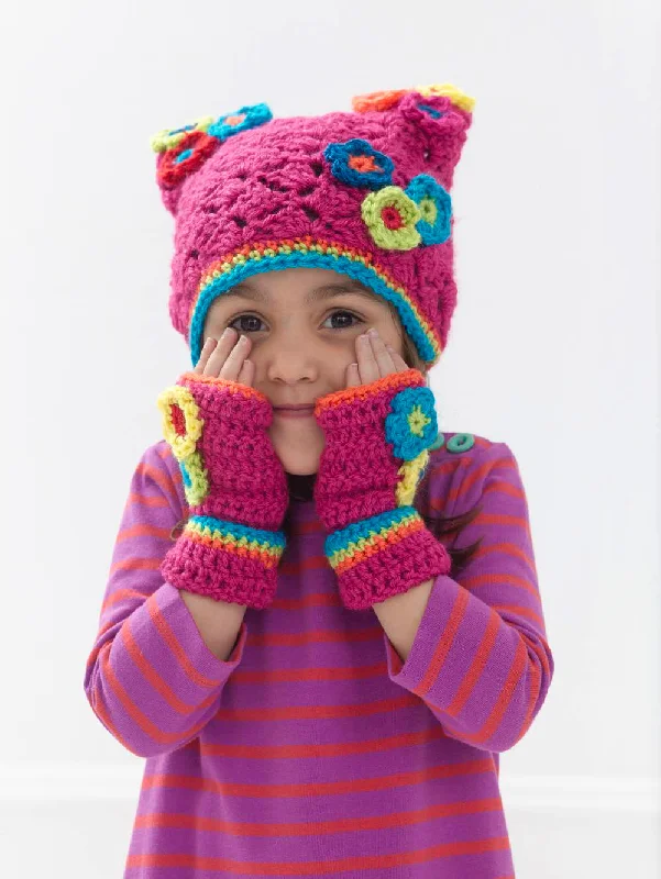 beanies for casual activities-  Blooming Cap And Mitts Pattern (Crochet)