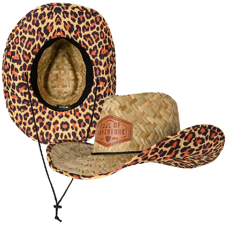 beanies with stylish accents-  Cowboy Straw Hat | Cheetah