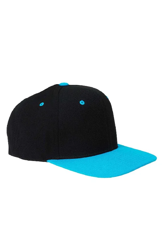 Men's hats for stylish cold-weather outdoor looks-mens hats with moisture-wicking fabric-Yupoong Mens Adjustable Hat - Black/Teal Blue