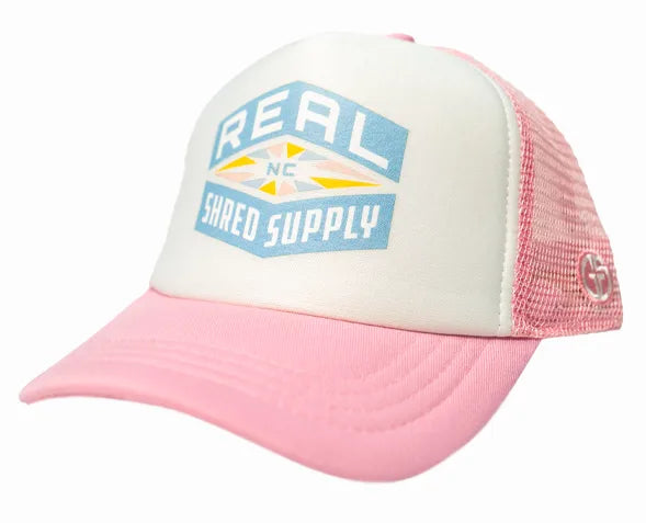 fleece-lined beanies-  REAL Youth Shred Supply Hat-Pink/White