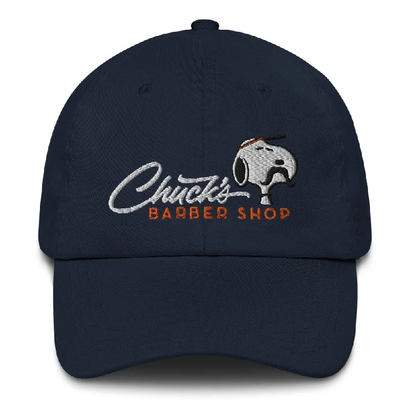 beanies with functional features-  Peanuts Chuck's Barber Shop Embroidered Dad Hat