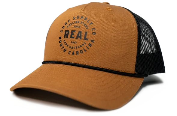 beanies for snow and rain-  REAL Surf Supply Hat-Caramel/Black