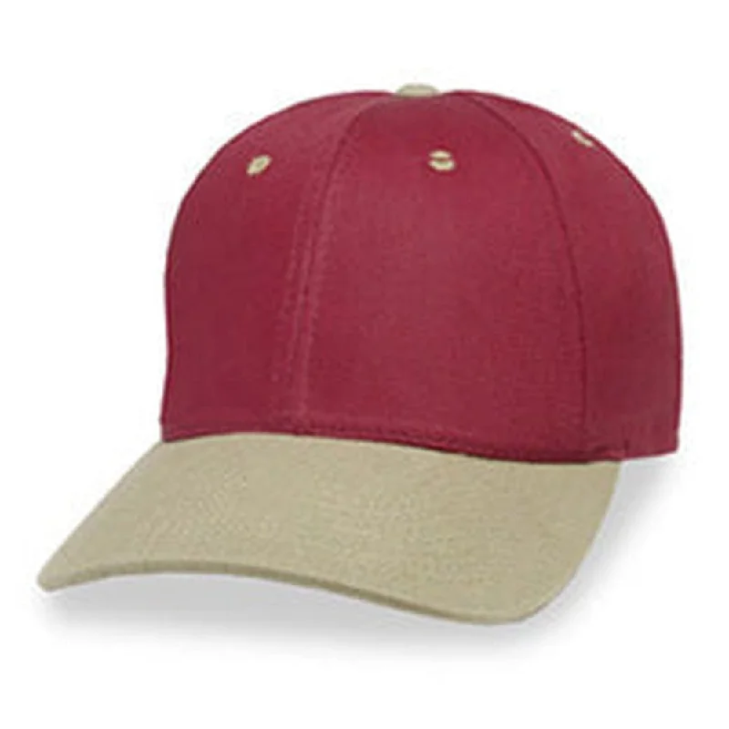 Baseball caps with embroidered patches-Brick Red with Khaki Visor - Structured Baseball Cap