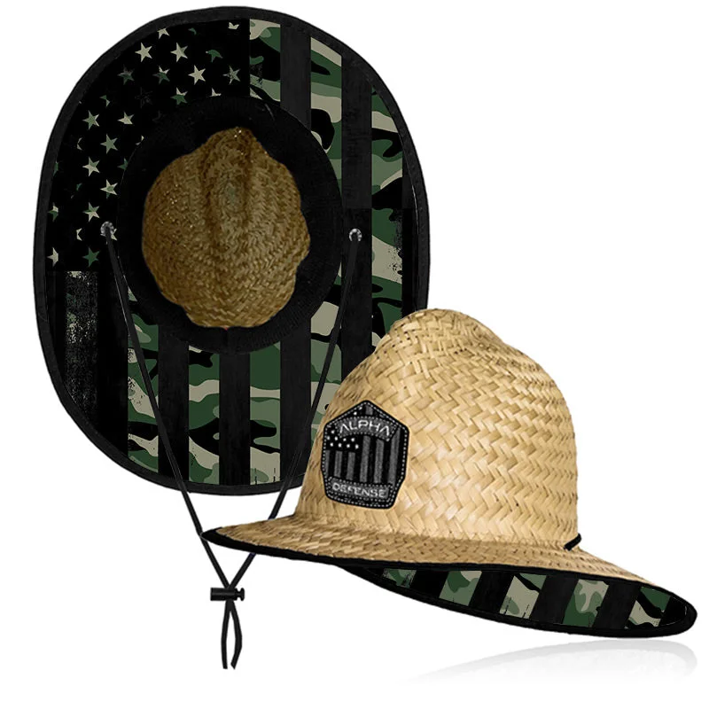 beanies for work-  Ladder Under Brim Straw Hat | Patriot Military Camo