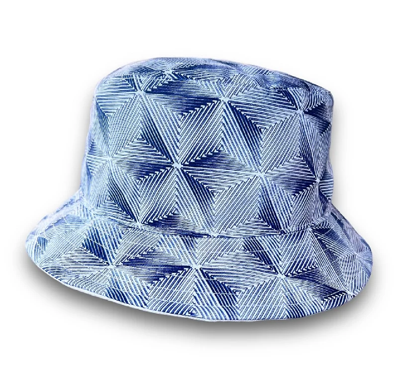 Bucket hats for trendy street looks-THE FLAMEKEEPERS HAT CLUB BLUE GEO BUCKET HAT